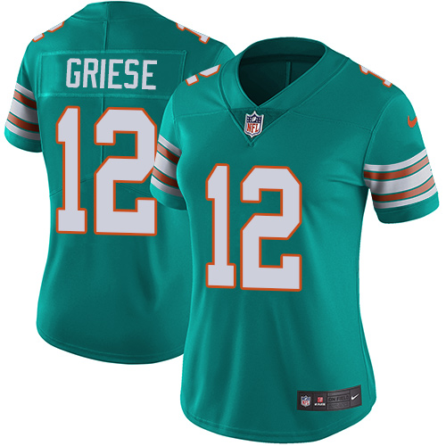 Nike Miami Dolphins #12 Bob Griese Aqua Green Alternate Women Stitched NFL Vapor Untouchable Limited Jersey->women nfl jersey->Women Jersey
